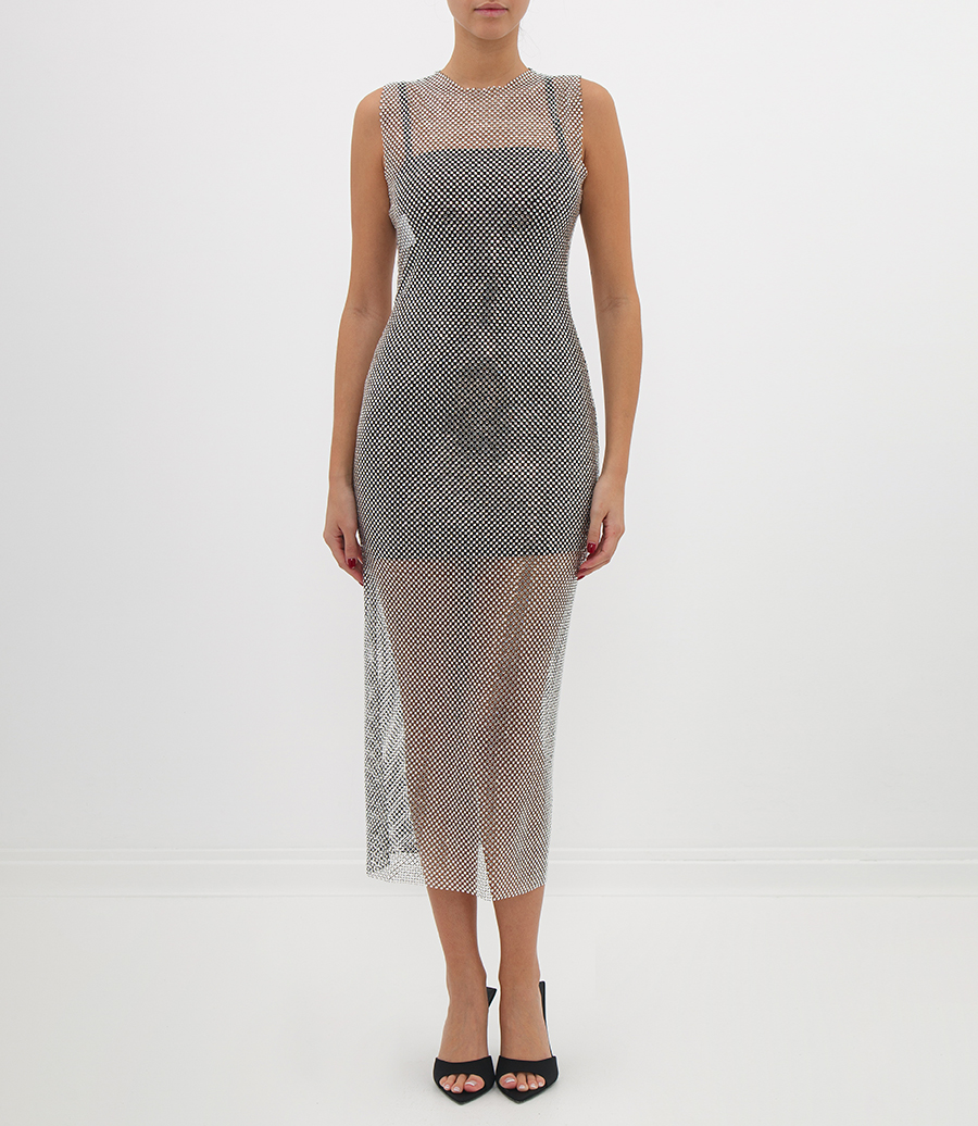 DRESS IN MESH WITH RHINESTONES
