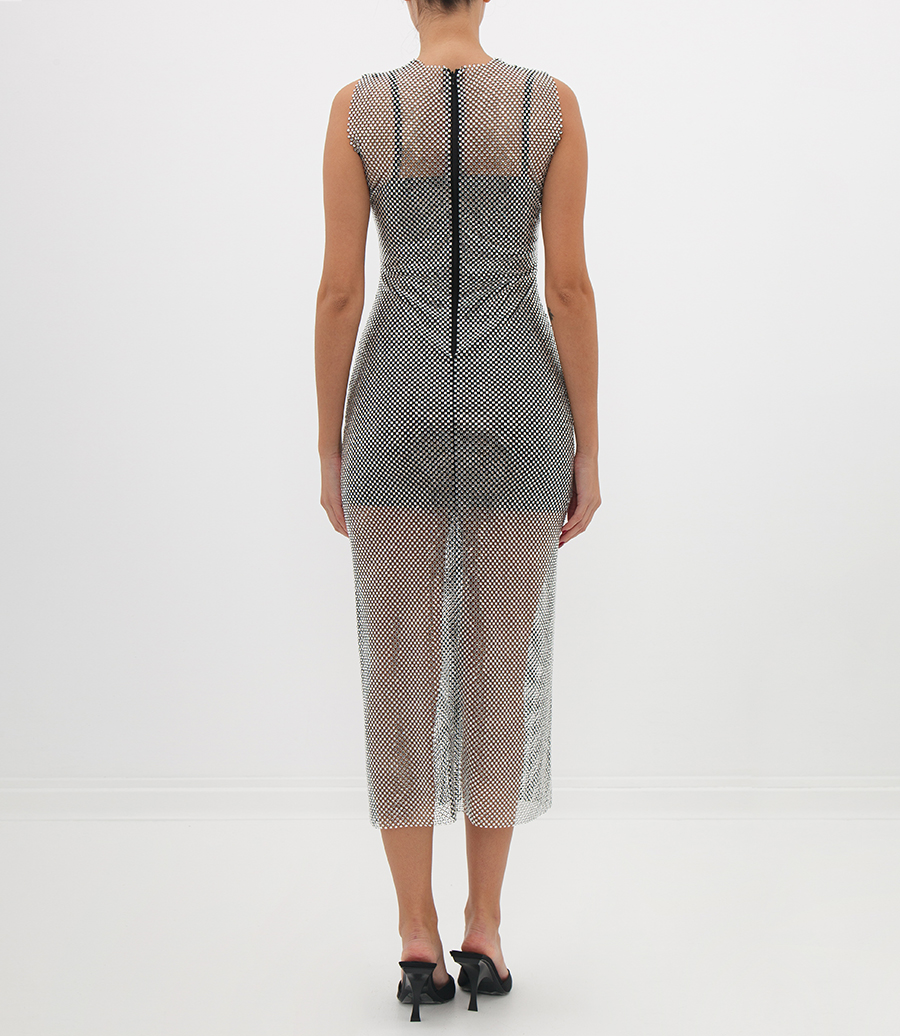 DRESS IN MESH WITH RHINESTONES
