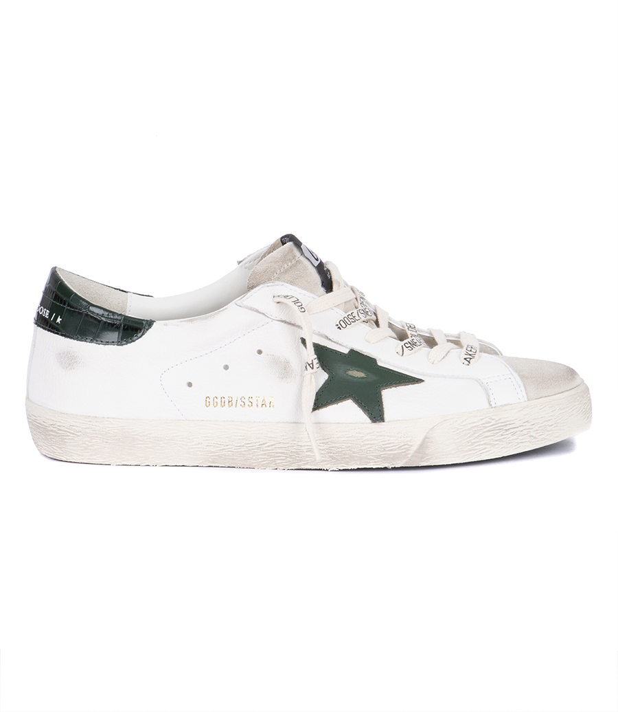 GOLDEN GOOSE  - GREEN LEATHER STAR SUPER-STAR