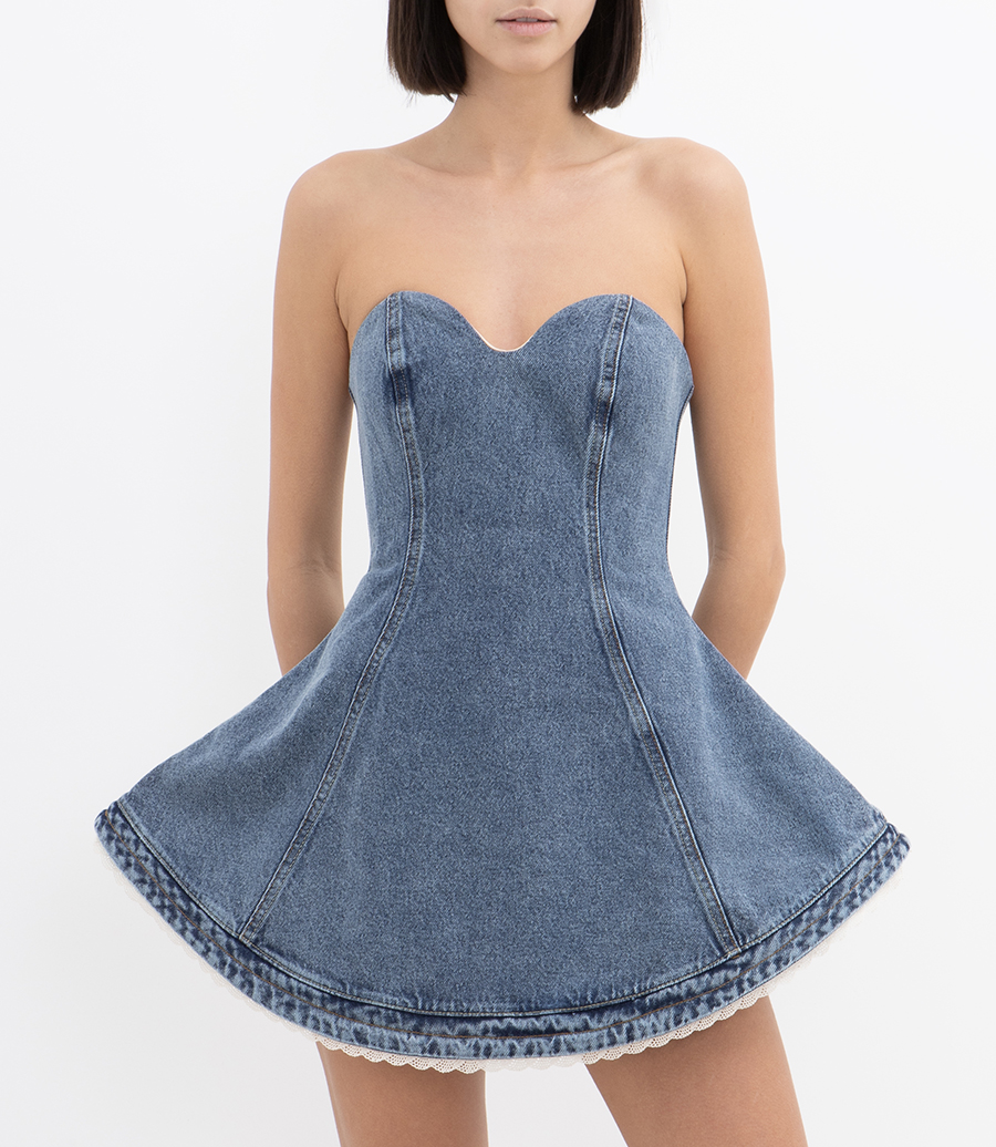 STRAPLESS DENIM DRESS