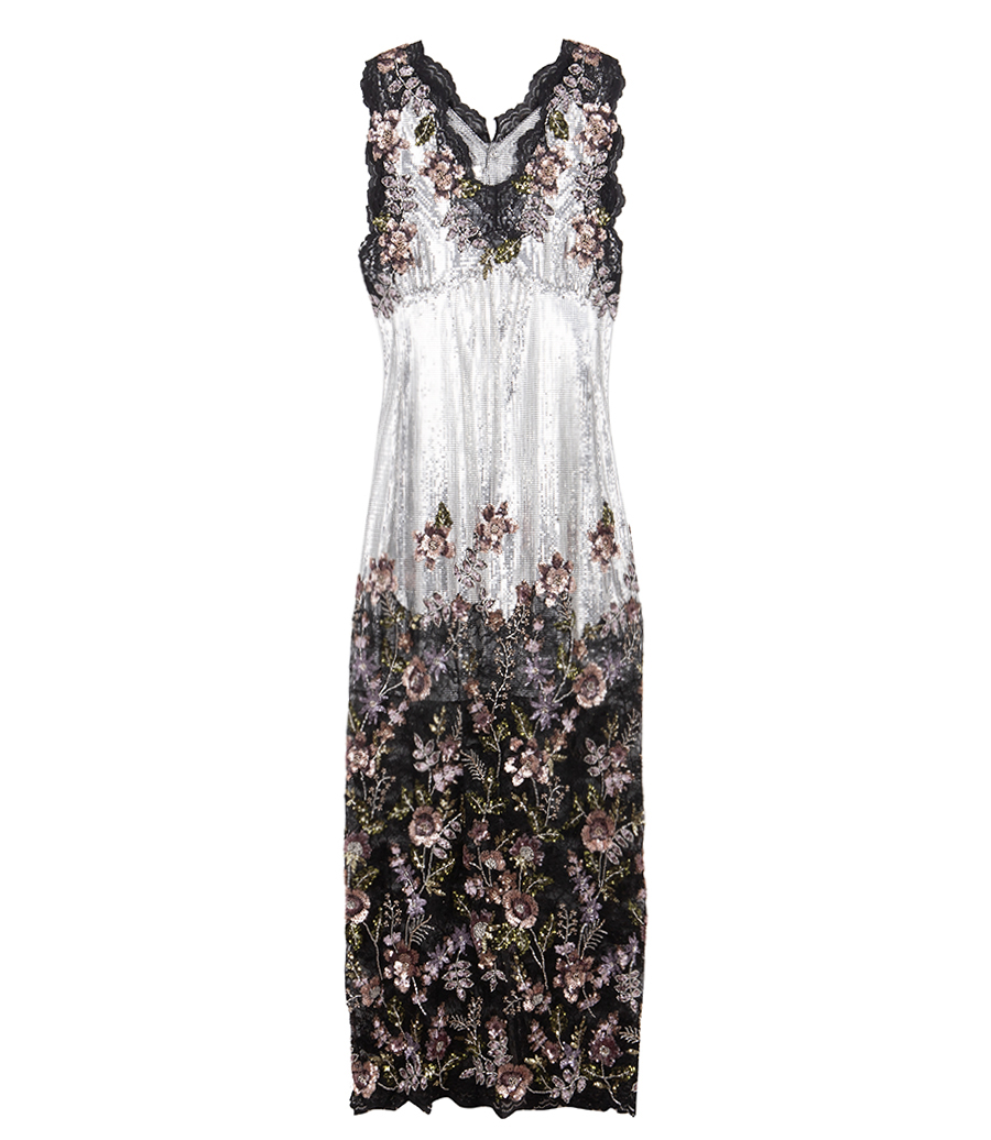 RABANNE - FLORAL EMBROIDERED SLEEVELESS DRESS