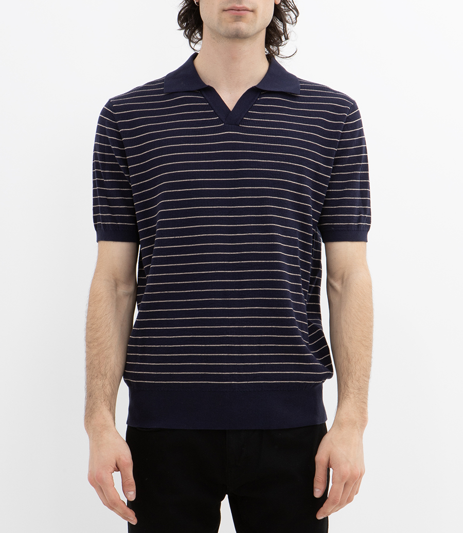 WAFFLE STRIPE POLO SS