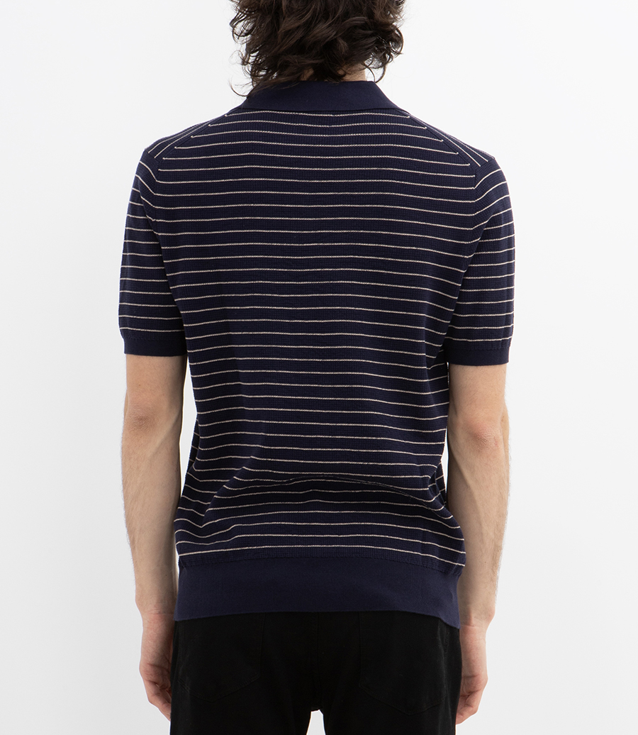 WAFFLE STRIPE POLO SS