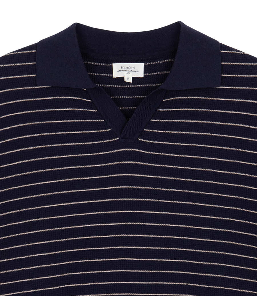 WAFFLE STRIPE POLO SS