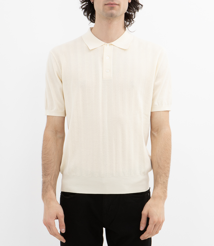 RETRO KNIT STRIPE POLO SS