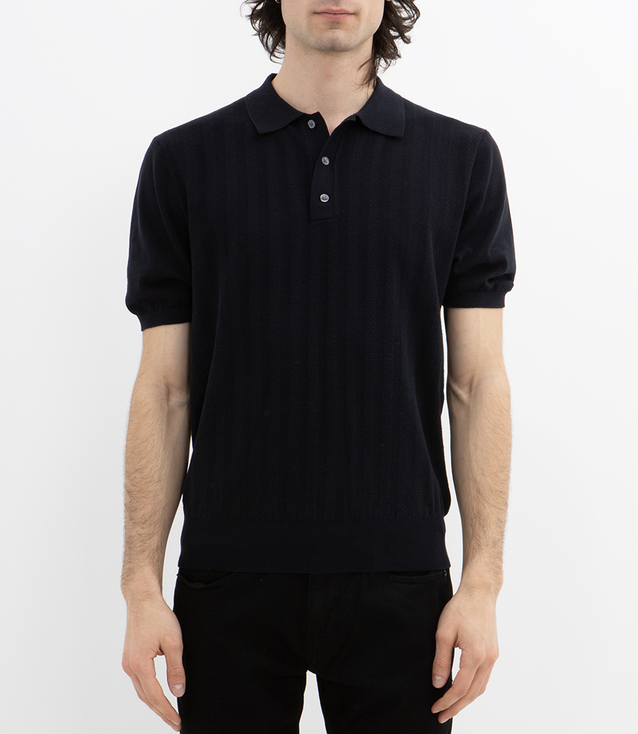 RETRO KNIT STRIPE POLO SS