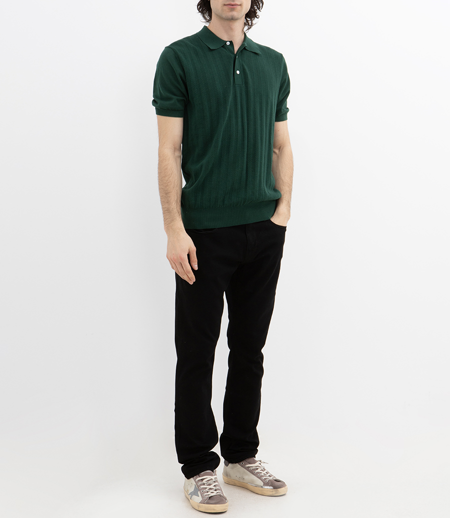 RETRO KNIT STRIPE POLO SS