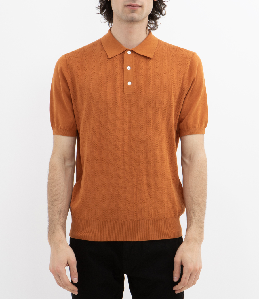 RETRO KNIT STRIPE POLO SS