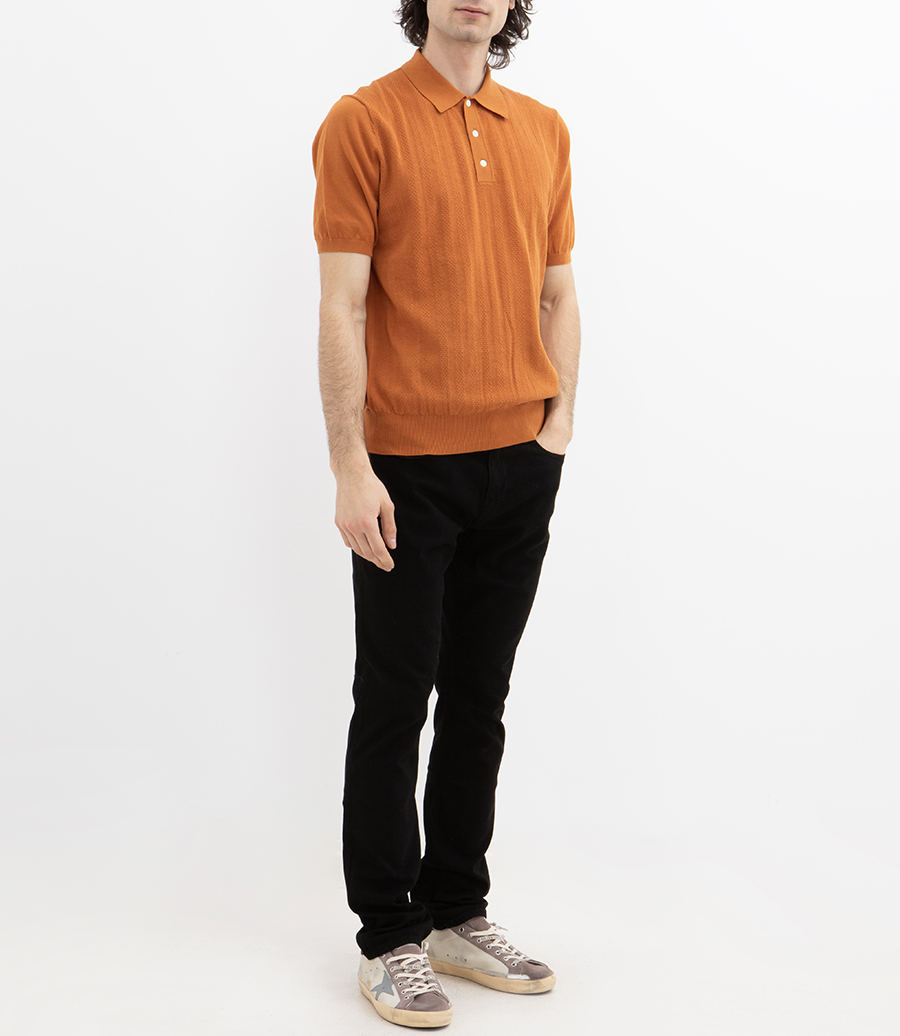 RETRO KNIT STRIPE POLO SS