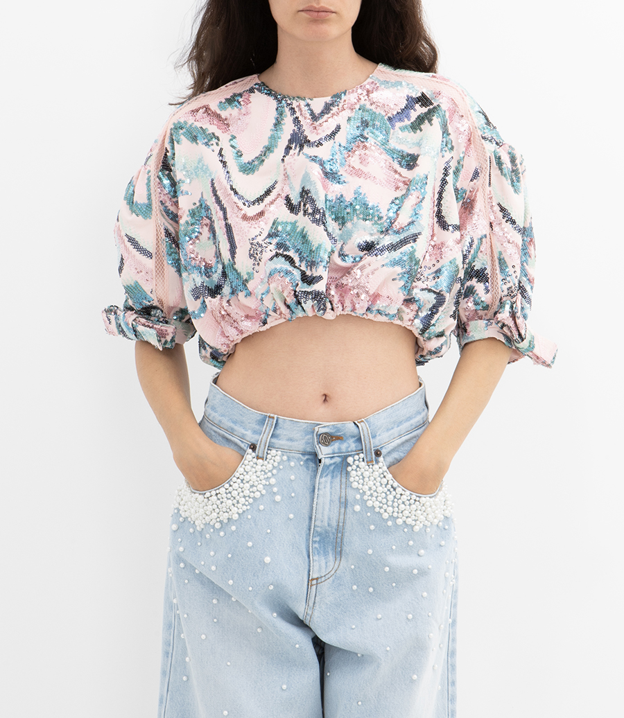 SEQUINS DETAILED CROP TOP