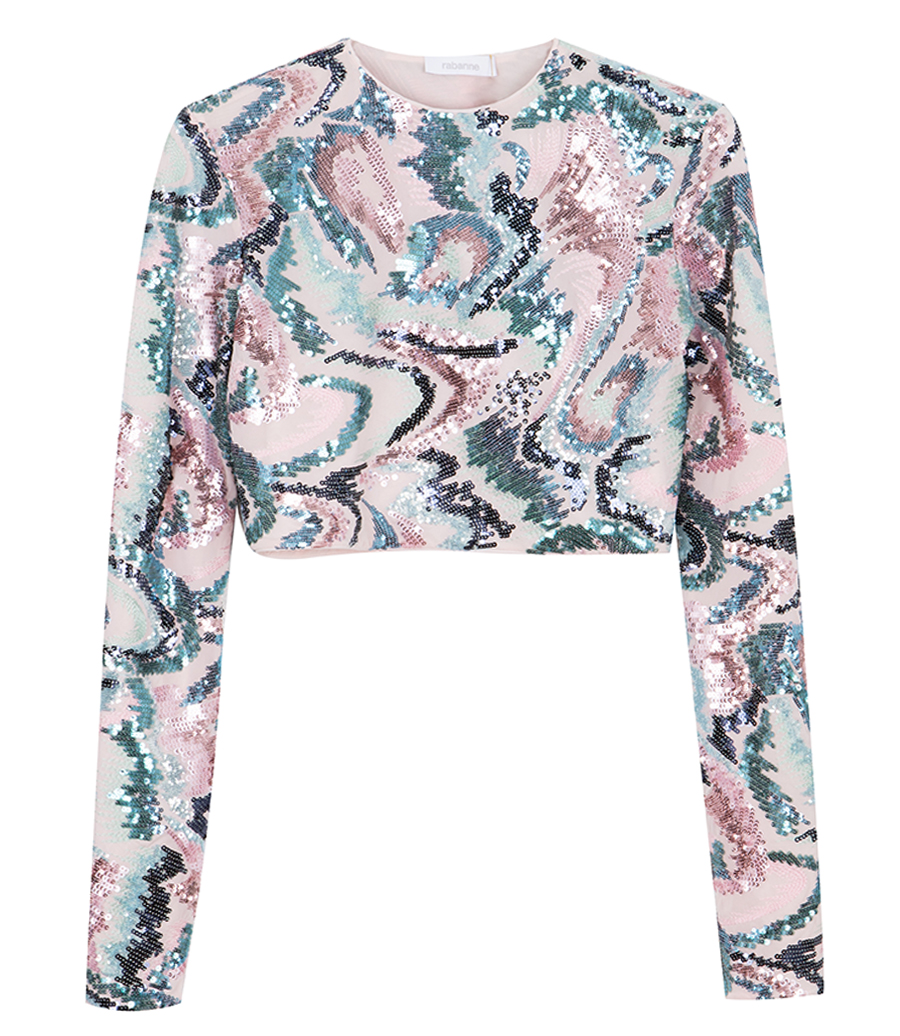RABANNE - SEQUINS DETAILED LS TOP