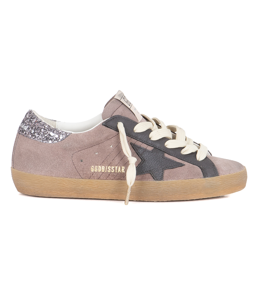 GOLDEN GOOSE  - GREY LEATHER STAR SUPER-STAR
