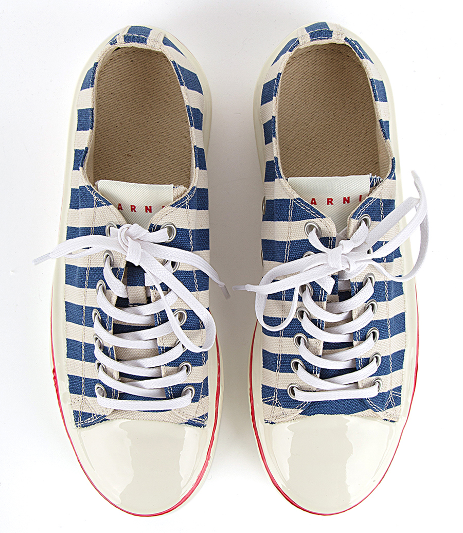 GOOEY LOW-TOP SNEAKERS IN STRIPED CANVAS WITH MARNI GRAFFITI