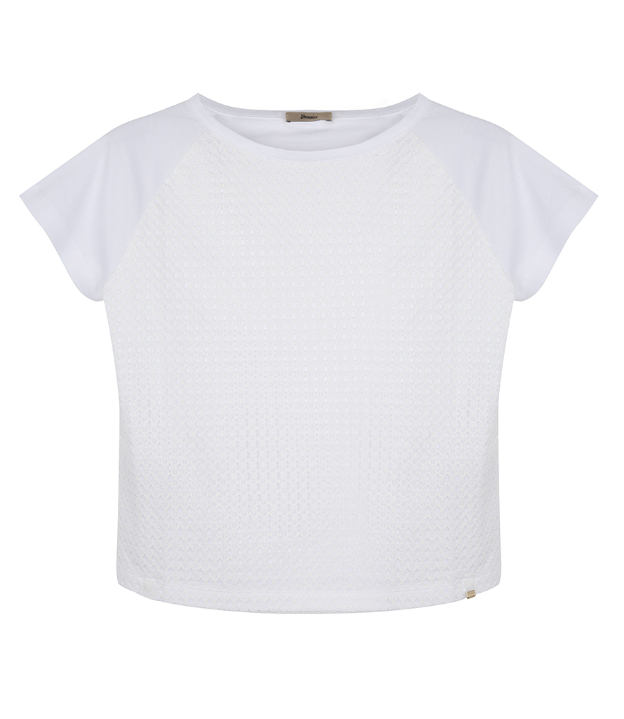 HERNO - SUPERFINE COTTON JERSEY AND SPRING LACE T-SHIRT