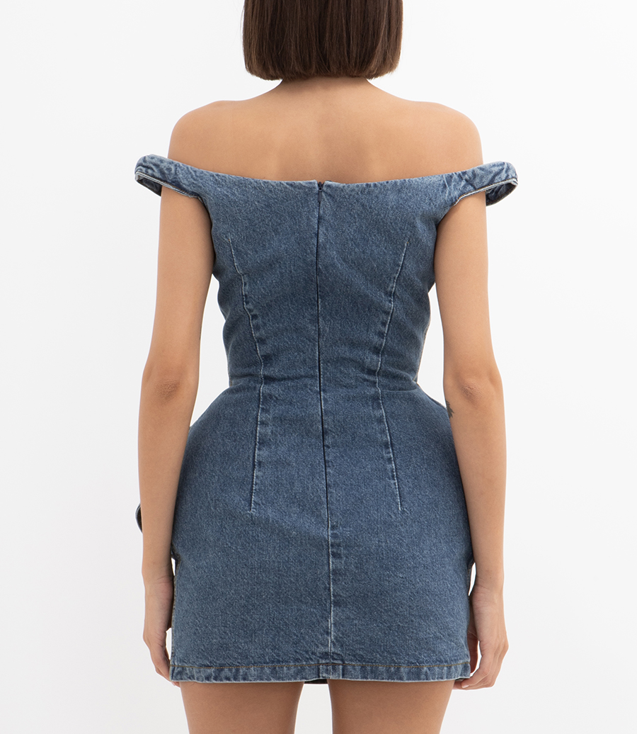 SCULPTED FLOWER MINI DRESS