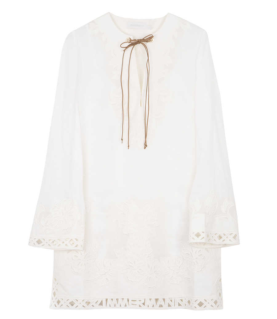 ZIMMERMANN - INDRA EMBROIDERED TUNIC DRESS