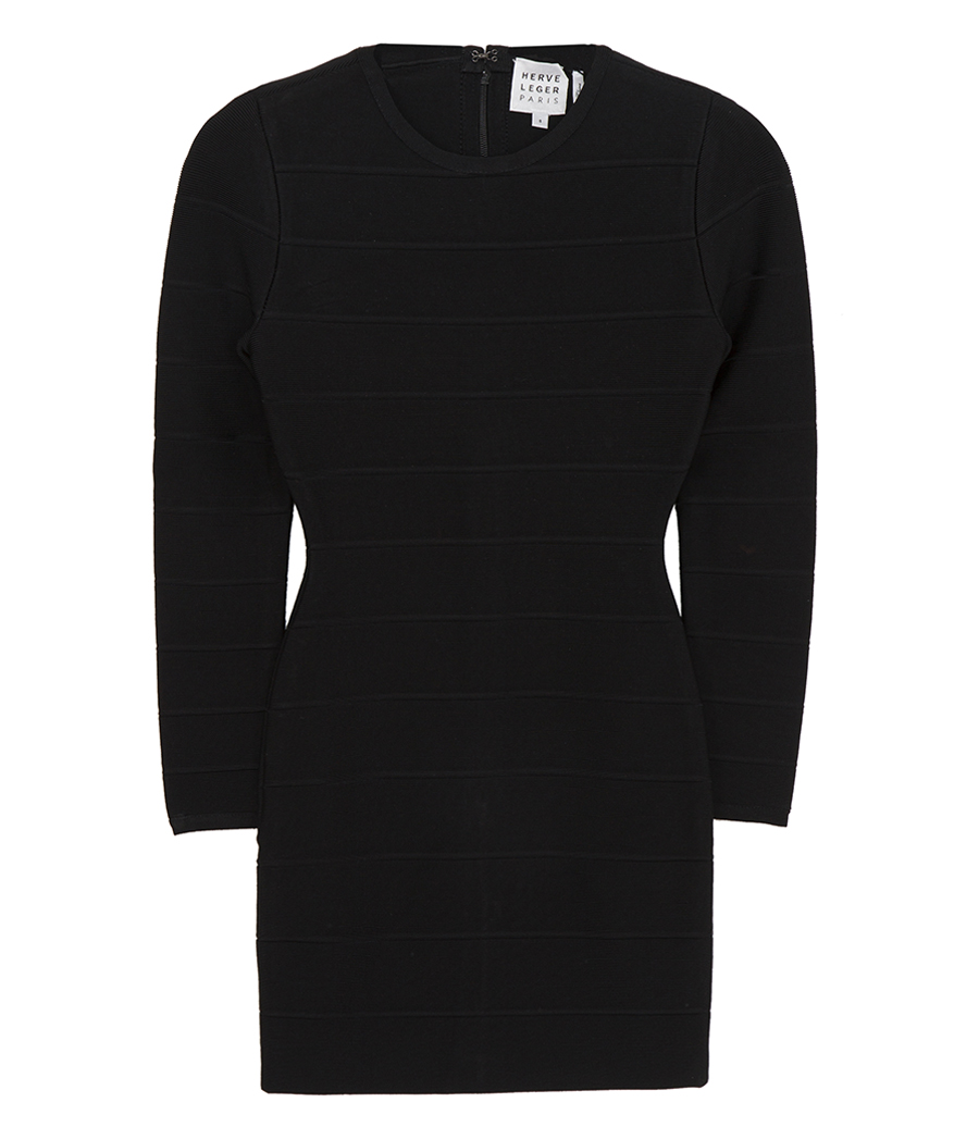 knee length dresses for ladies HERVE LEGER Size S Black Viscose Blend Ribbed Cutout Bandage Mini Dress –  Sui Generis Designer Consignment