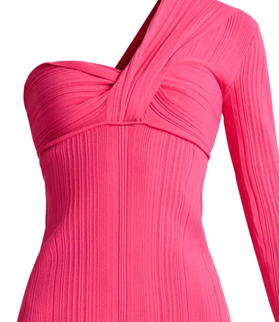 VARIEGATED RIB DRAPED ASYMMETRICAL MINI DRESS