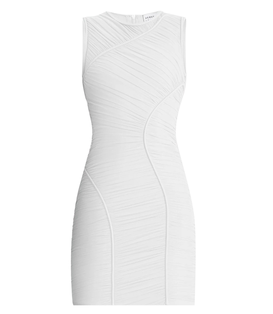 HERVE LEGER - RUCHED MESH MINI DRESS