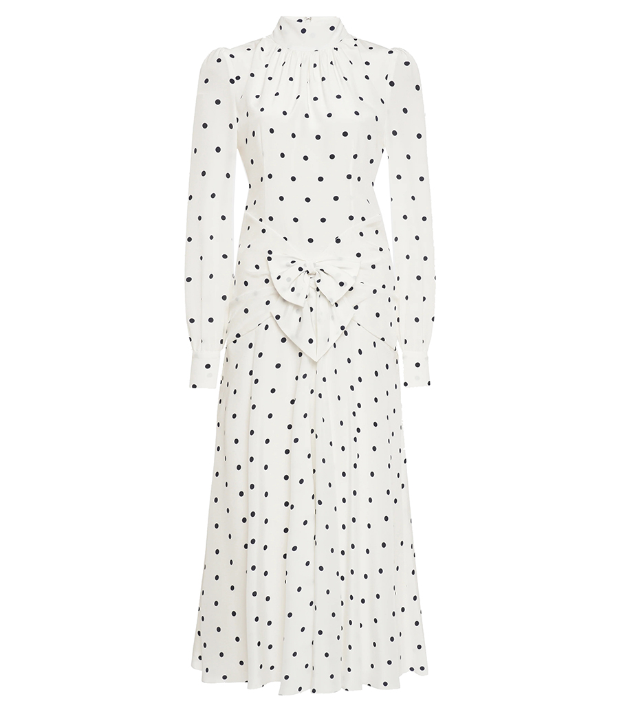 ALESSANDRA RICH - POLKA DOT HIGH NECK DRESS