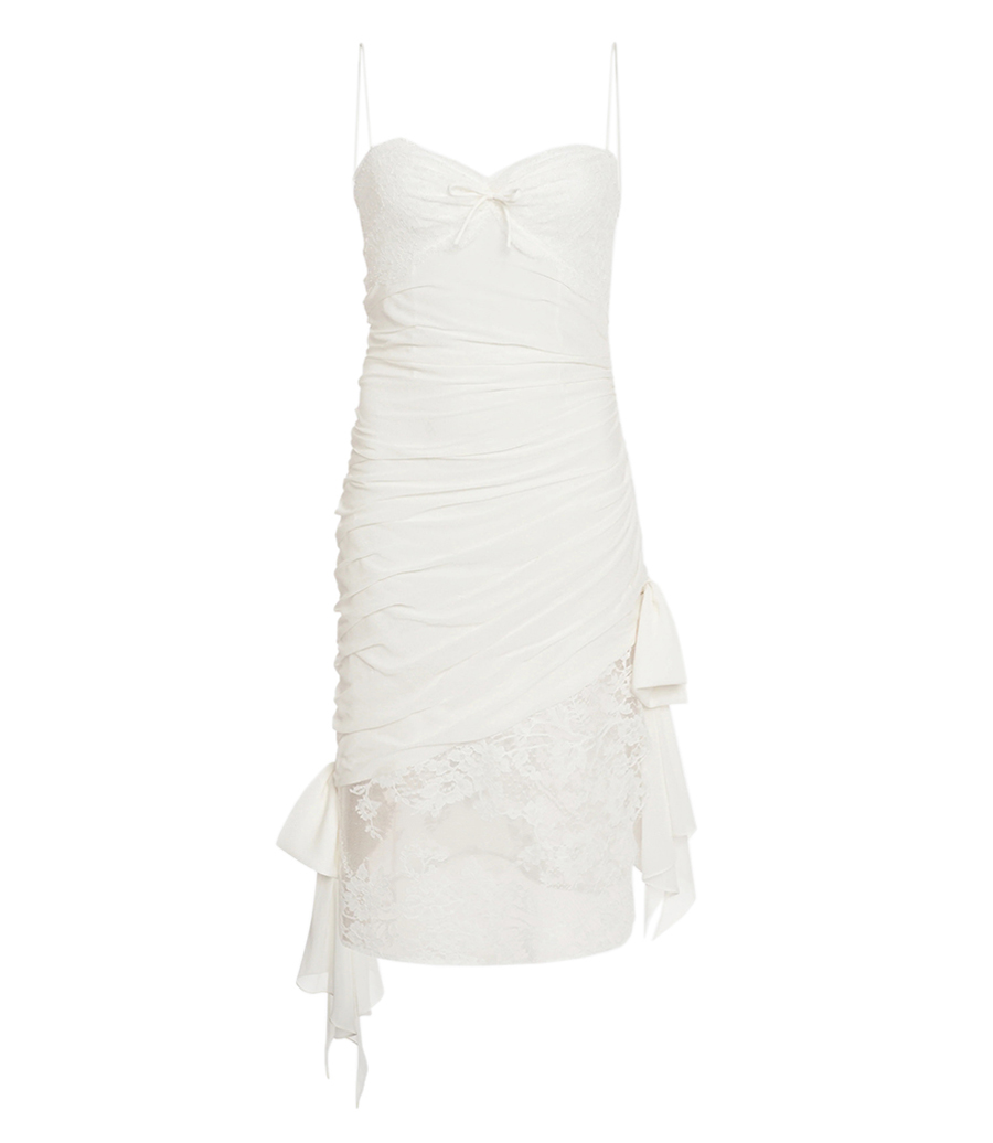 ALESSANDRA RICH - GEORGETTE  WITH LACES MINI DRESS