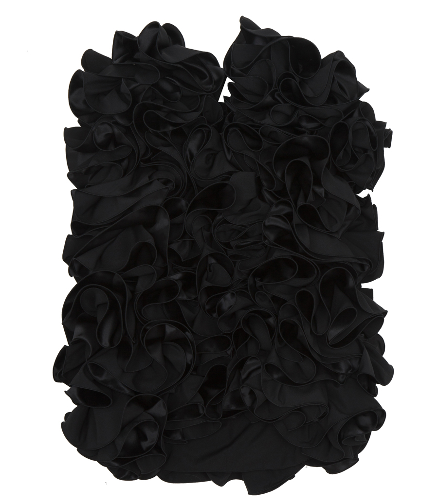 MAGDA BUTRYM - RUFFLED STRAPLESS MINI DRESS IN BLACK
