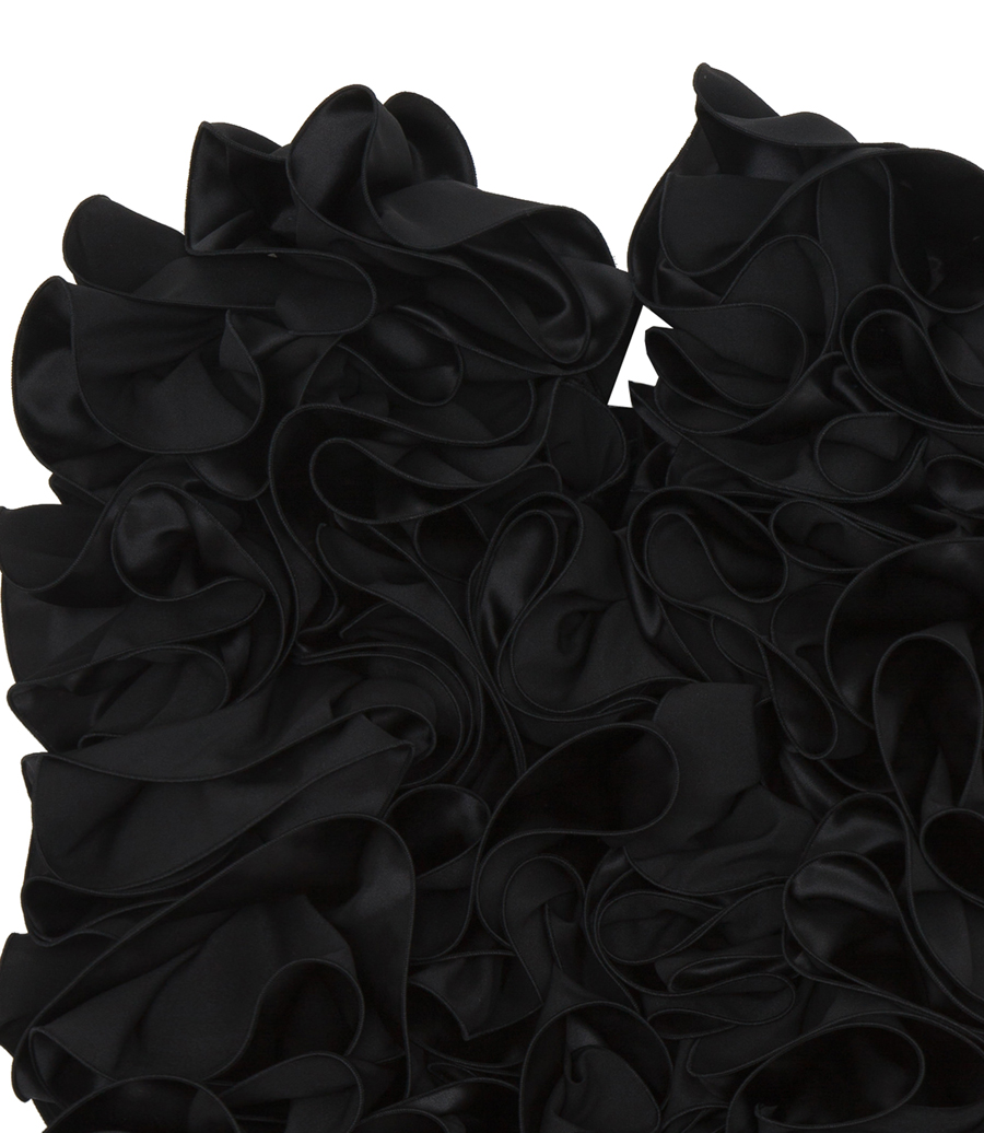 RUFFLED STRAPLESS MINI DRESS IN BLACK