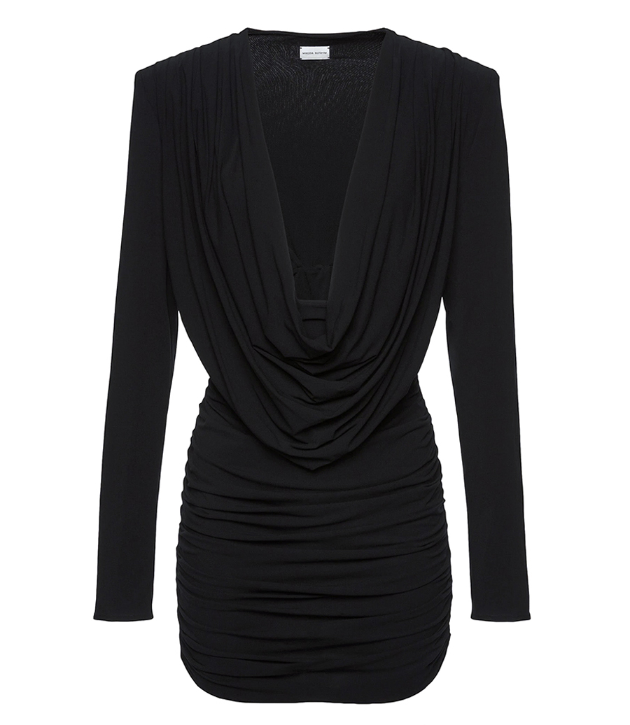 draped long sleeve mini dress Clelia Long Sleeve Mini Dress T2 / KAKI