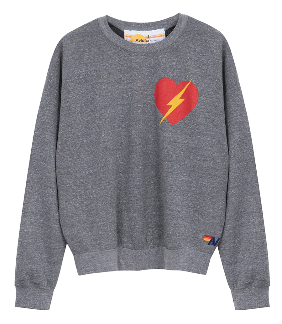 AVIATOR NATION - BOLT HEART CREW SWEATSHIRT RELAXED