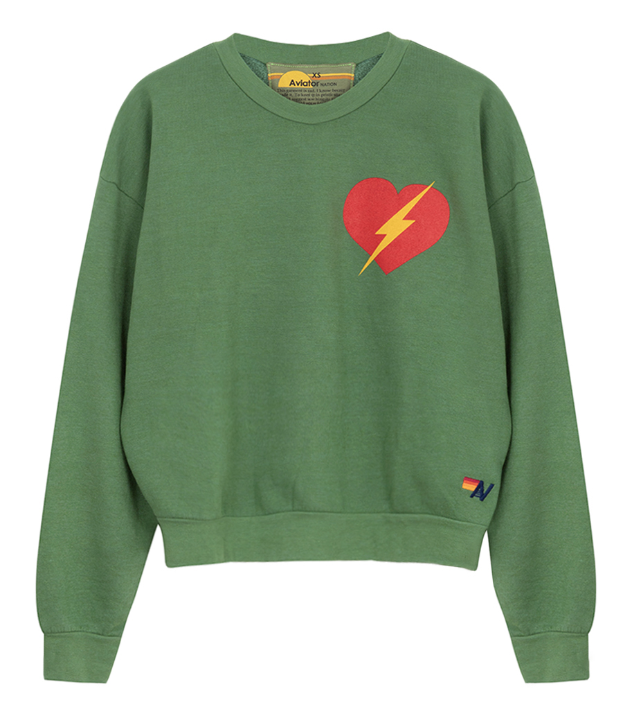 AVIATOR NATION - BOLT HEART CREW SWEATSHIRT RELAXED