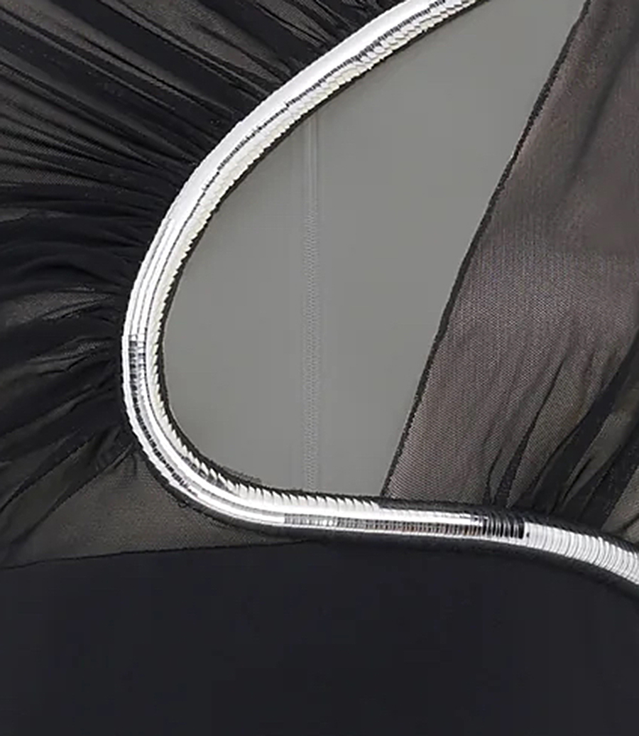 METALLIC TUBE TRIM ASYMMETRIC MINI DRESS
