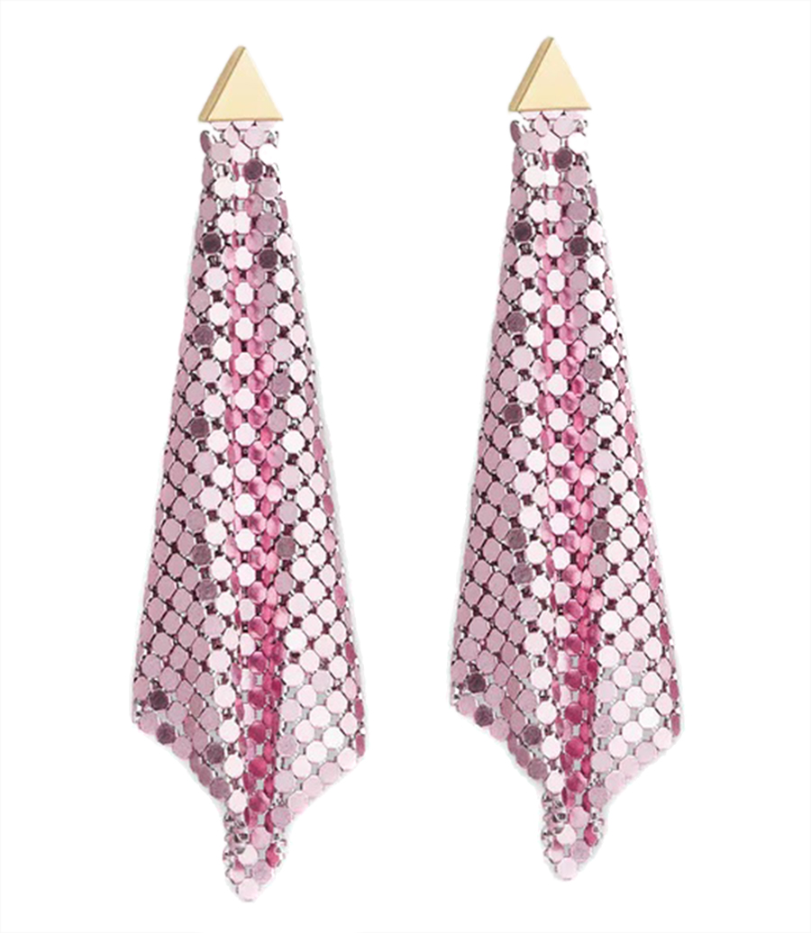 RABANNE - PINK CHAINMAIL EARRINGS