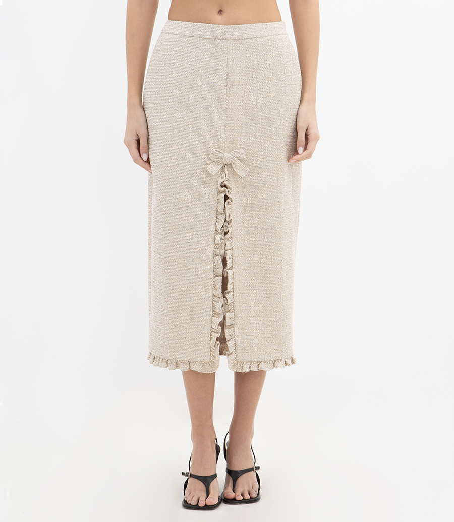 SEQUIN TWEED MIDI SKIRT