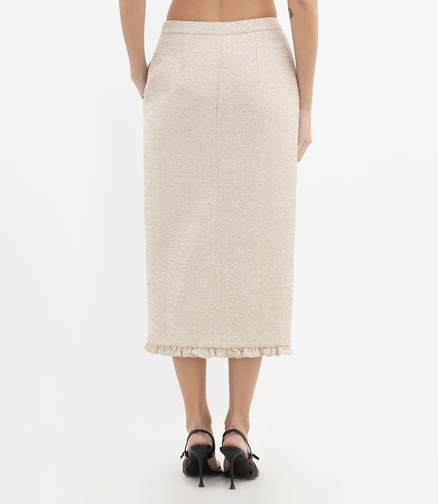 SEQUIN TWEED MIDI SKIRT