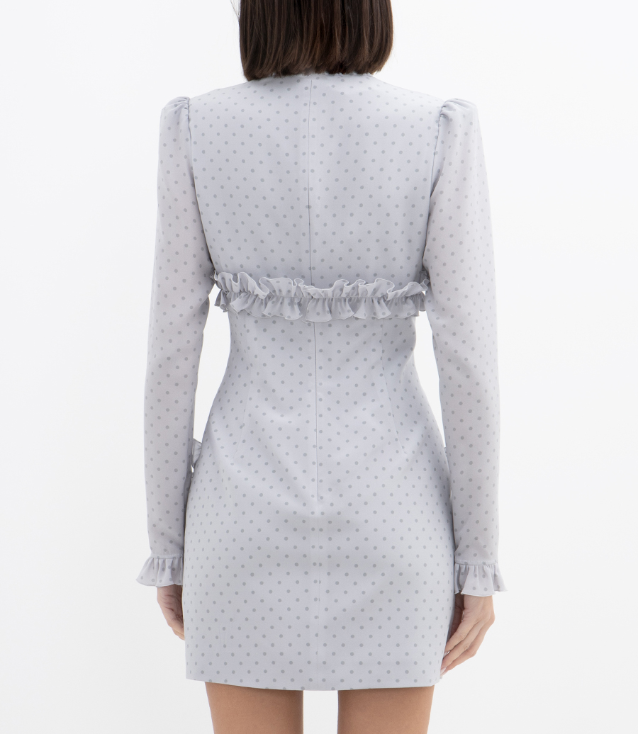 POLKA DOT PRINT  MINI DRESS WITH RUFFLES