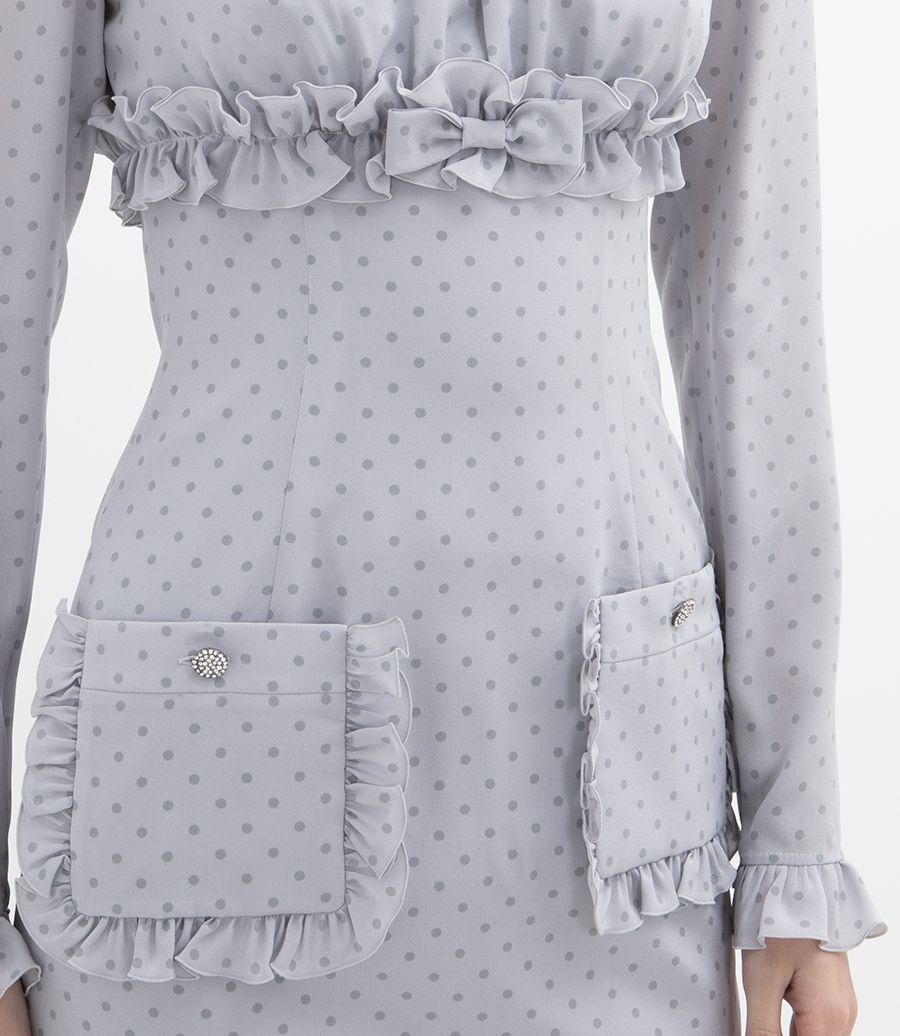 POLKA DOT PRINT  MINI DRESS WITH RUFFLES