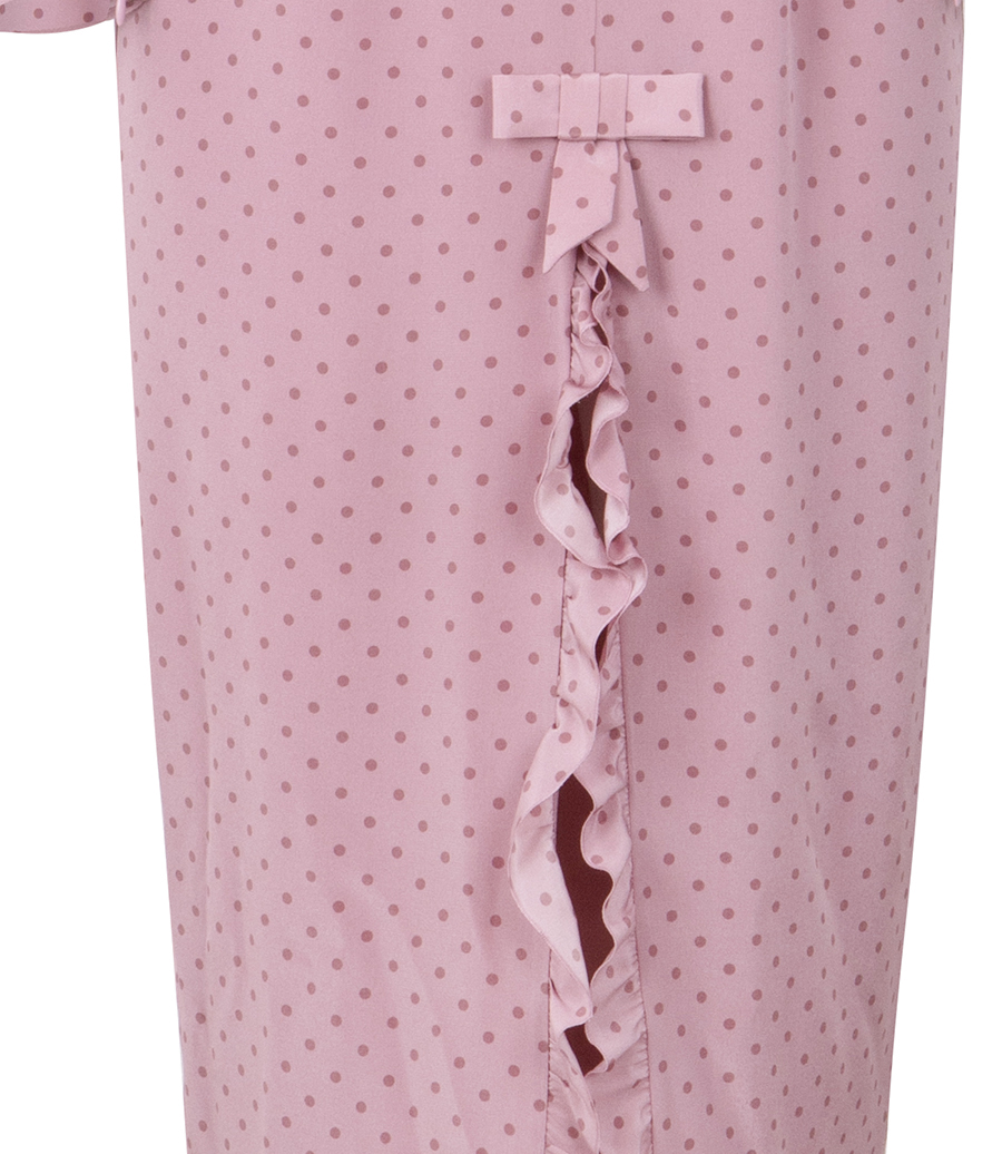 POLKA DOT PRINT DRAPED MIDI DRESS