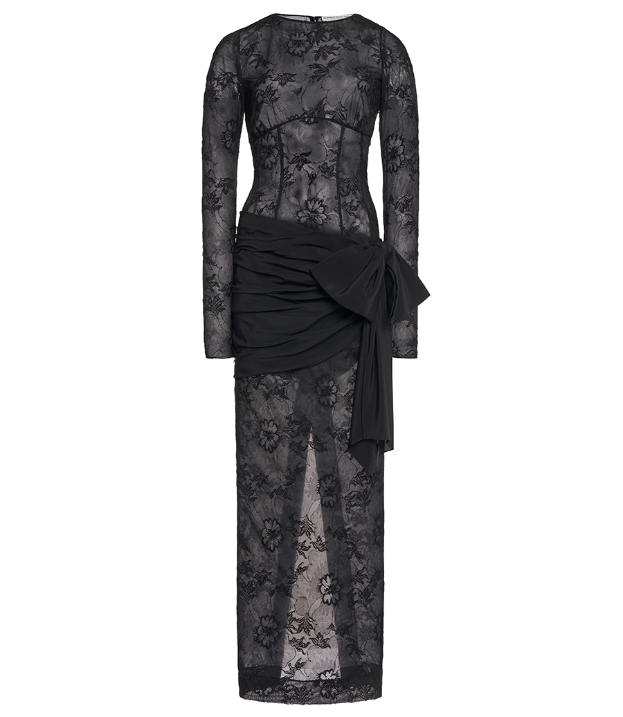 ALESSANDRA RICH - LACE BUSTIER DRESS WITH SILK CDC BOW