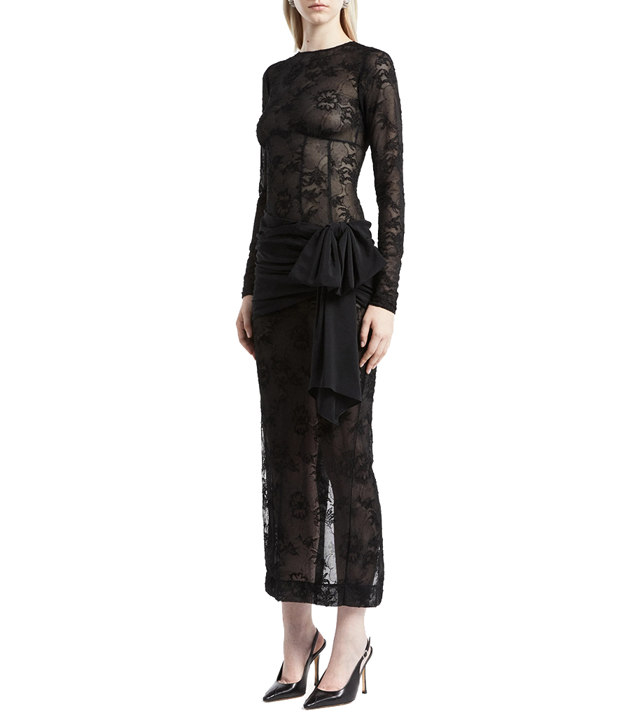 LACE BUSTIER DRESS WITH SILK CDC BOW