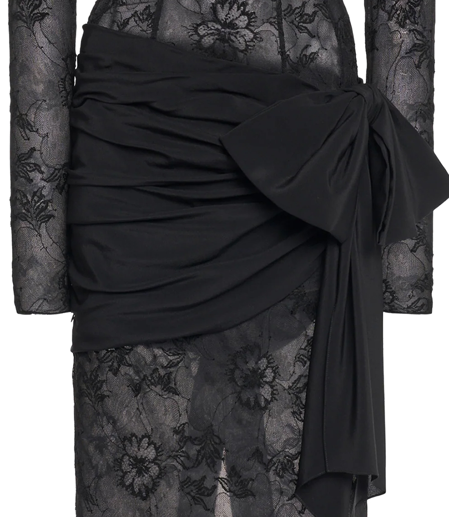 LACE BUSTIER DRESS WITH SILK CDC BOW
