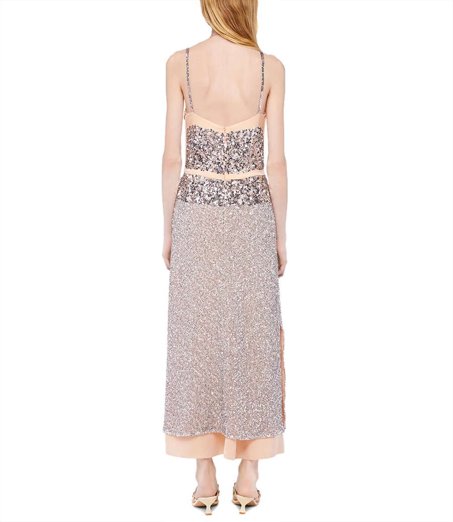CHIFFON DRESS WITH SILVER SEQUINS