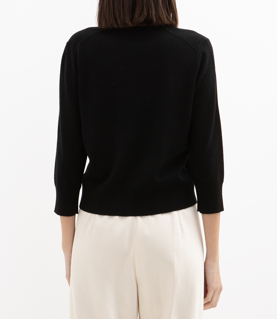 ELBOW SLEEVE V-NECK CARDIGAN