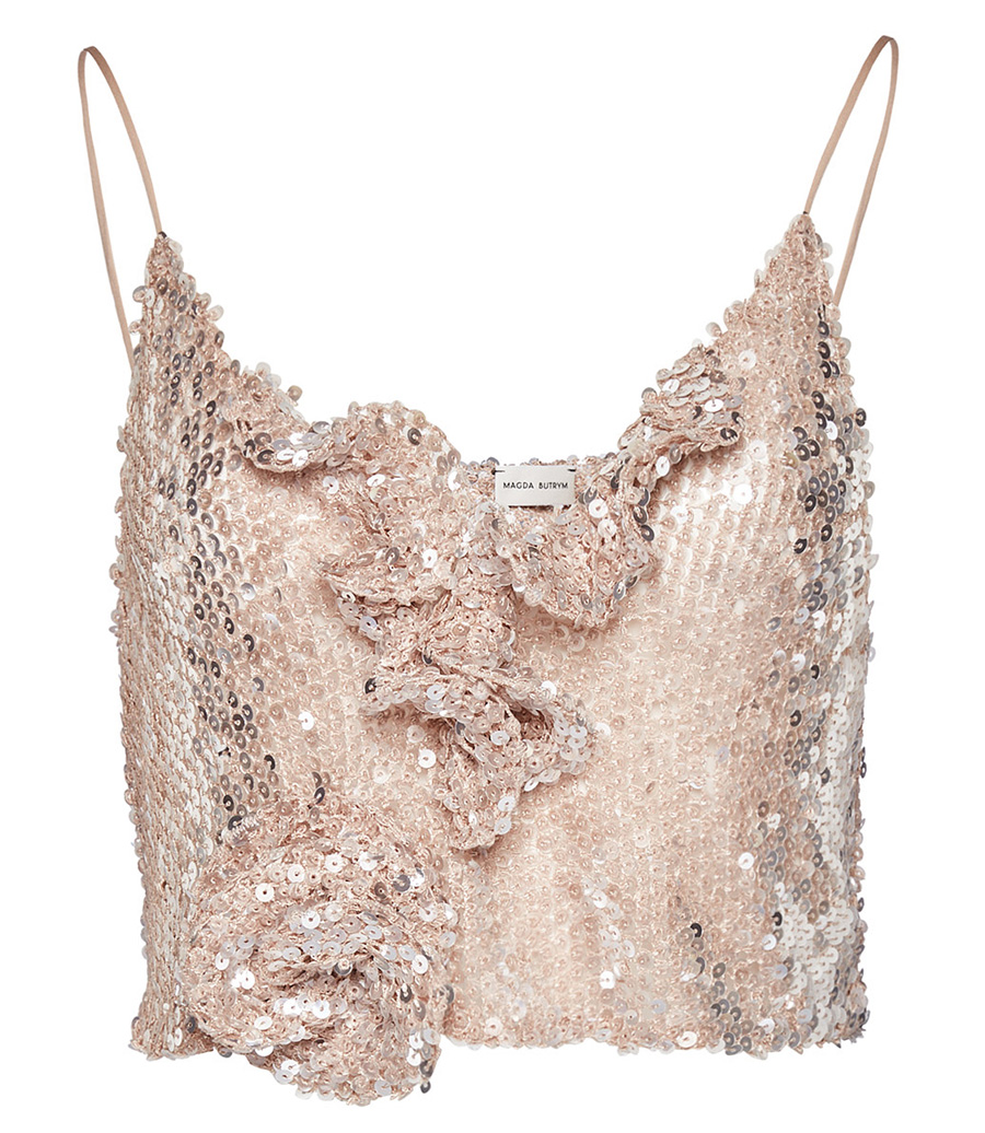 MAGDA BUTRYM - FLOWER DECOLTE SEQUIN TANK TOP