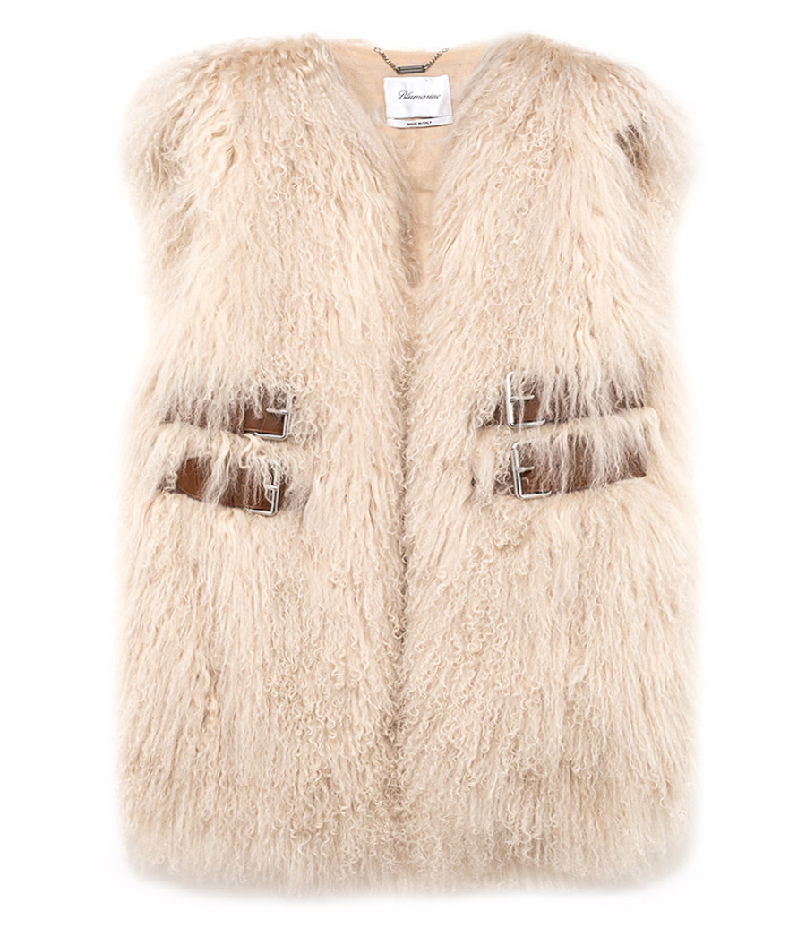BLUMARINE - FUR VEST WITH BELTS AND BUCKLES