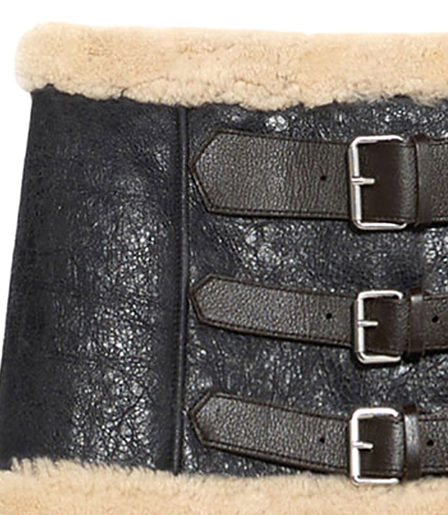 SHEARLING MINI SKIRT WITH DECOR BELTS