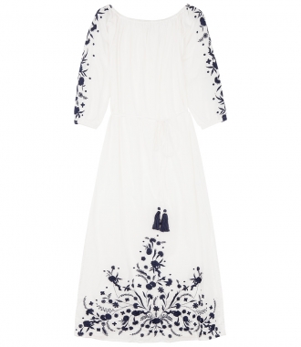 SALES - WHITE MAXI WITH NAVY EMBR