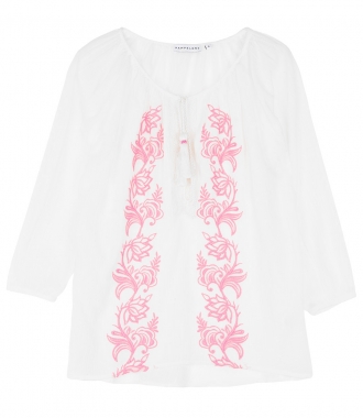 SALES - WHITE BLOUSE WITH PINK EMBR