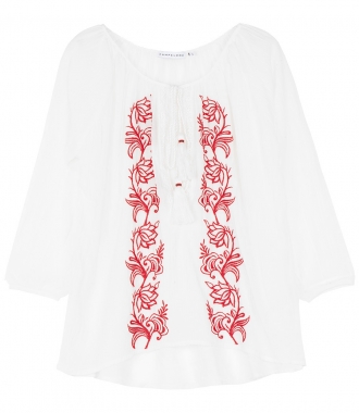CLOTHES - WHITE BLOUSE WITH RED EMBR