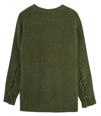 SALES - LONG SLEEVE SWEATER WITH BACK V AND KNOTS