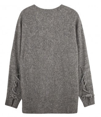 KNITWEAR - LONG SLEEVE SWEATER WITH BACK V AND KNOTS